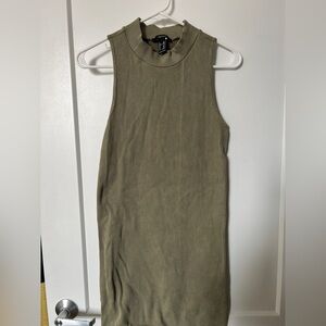 Olive Green Ribbed Sleeveless Top